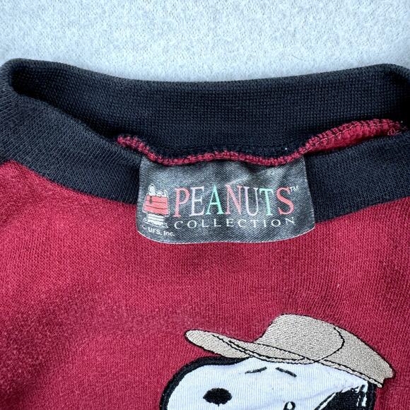 Vintage Peanuts Outfit Size 7 Red Black Sweatshirt Corduroy Pants Snoopy Cartoon - Picture 3 of 12